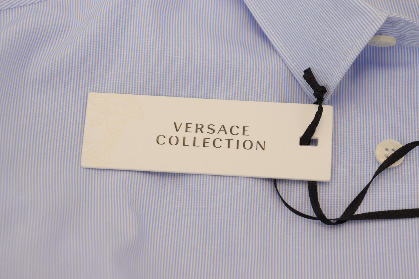 Versace Collection Hellblaues formelles Herrenhemd aus Baumwolle