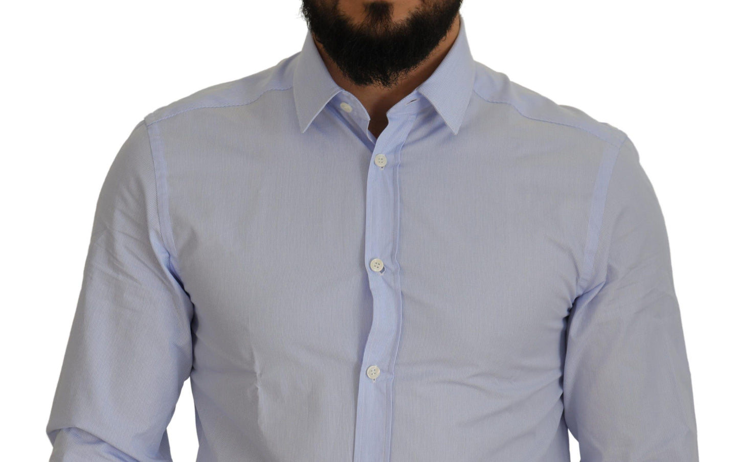 Versace Collection Chemise formelle en coton bleu clair pour homme