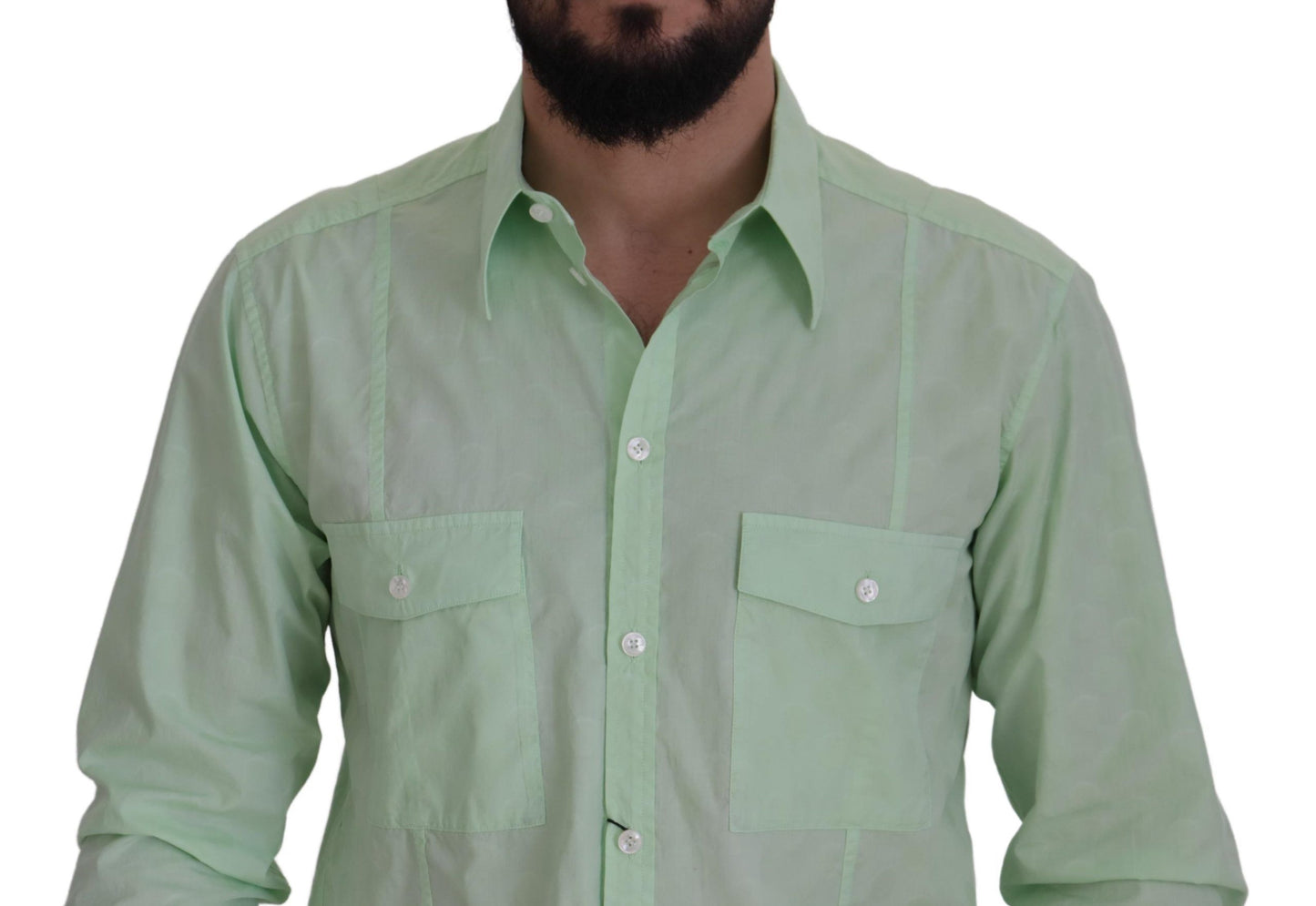 Dolce &amp; Gabbana Mintgrünes langärmliges Button-Down-Hemd