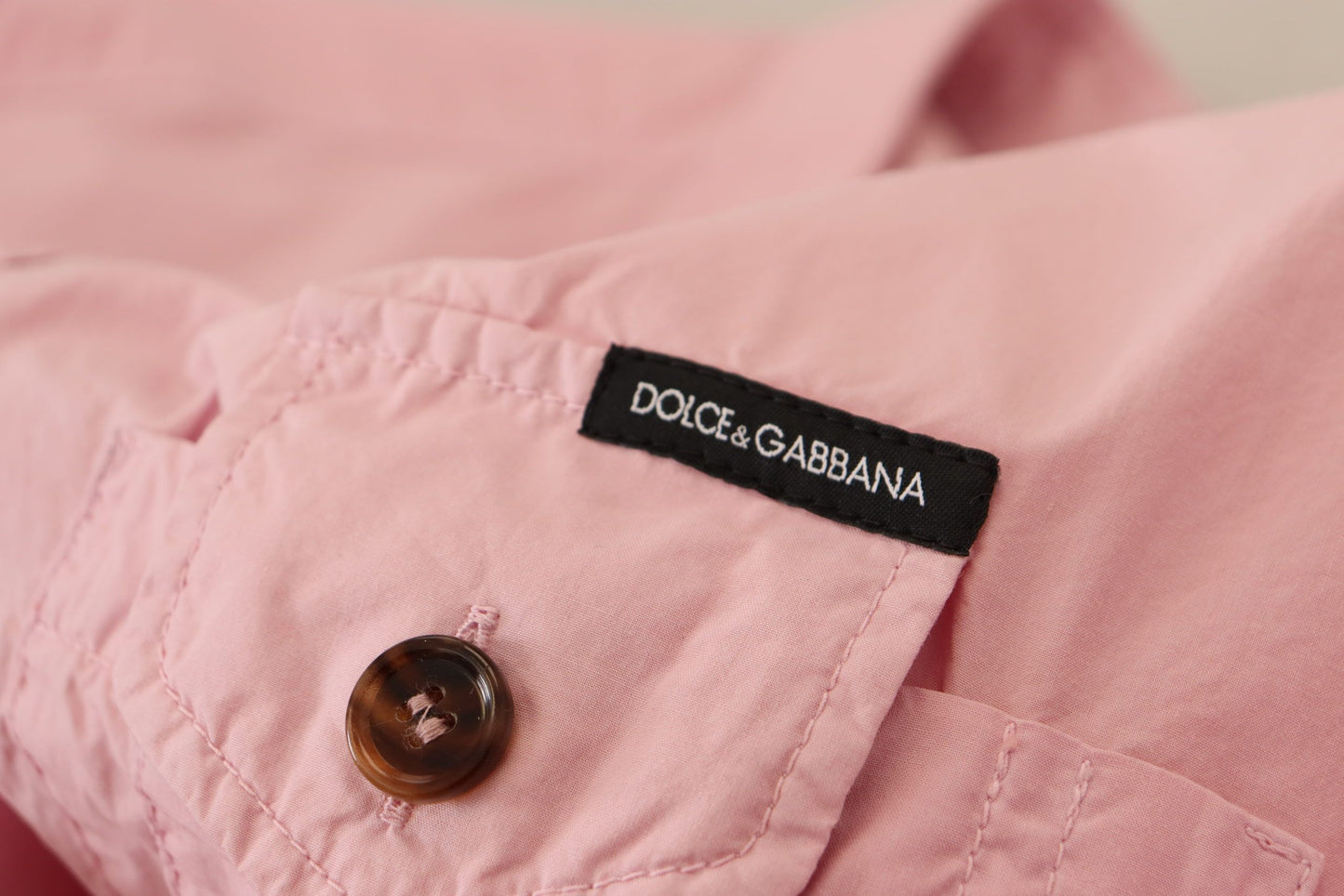 Dolce &amp; Gabbana Pinkes, lässiges, langärmliges Button-Down-Hemd