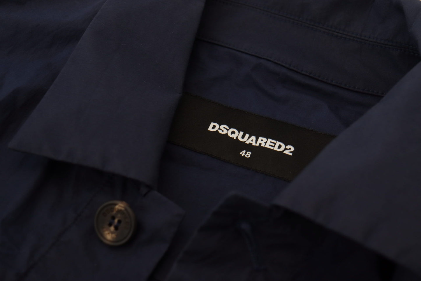 Dsquared² Chemise décontractée à manches longues et col en coton bleu foncé