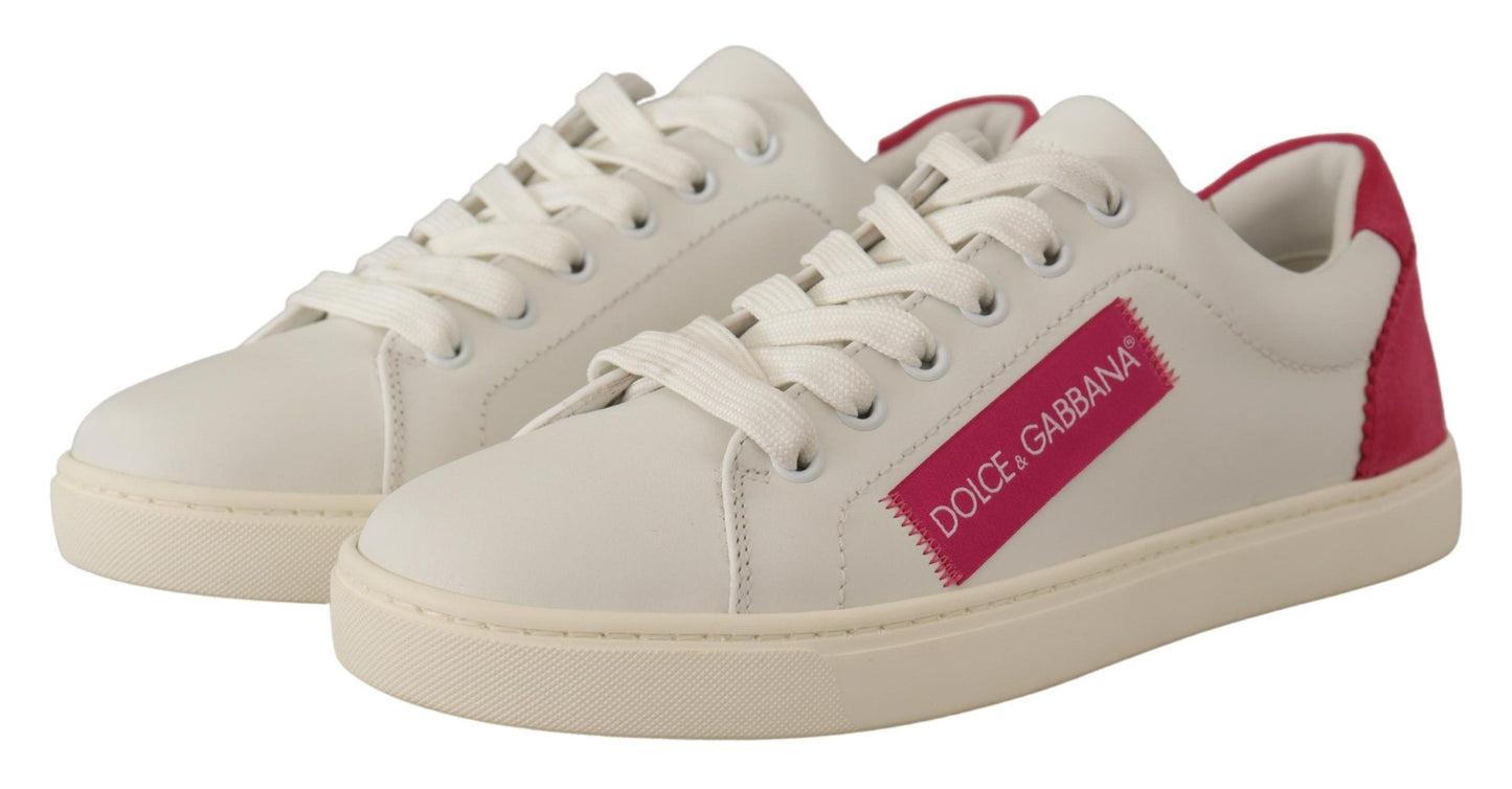 Dolce &amp; Gabbana Baskets basses en cuir rose blanc Chaussures Femme