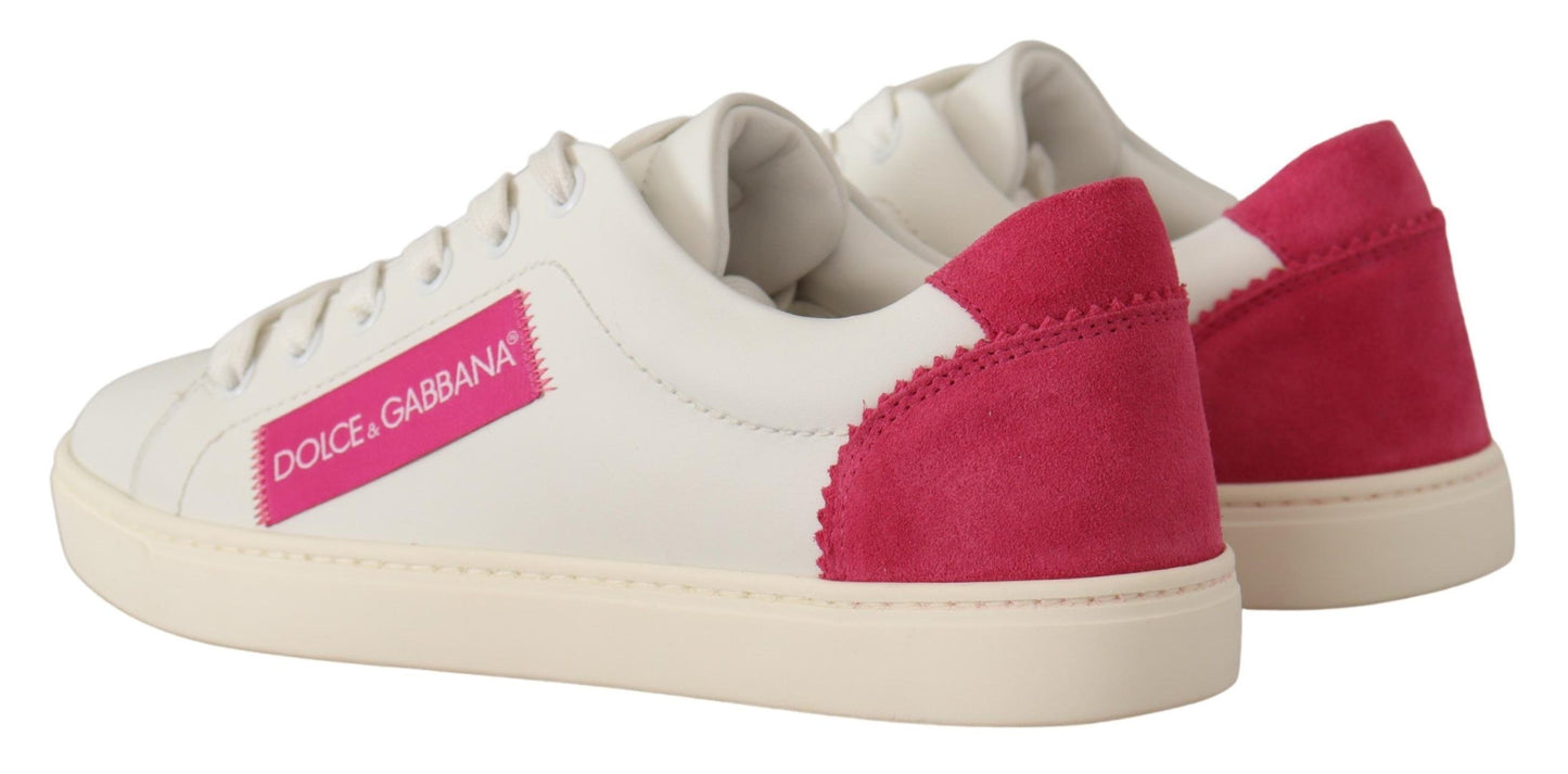 Dolce &amp; Gabbana Baskets basses en cuir rose blanc Chaussures Femme