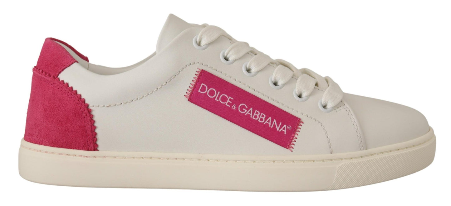 Dolce &amp; Gabbana Baskets basses en cuir rose blanc Chaussures Femme