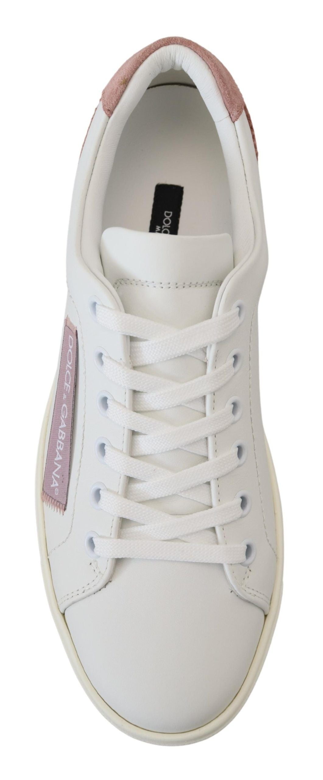 Dolce &amp; Gabbana Baskets basses en cuir rose blanc