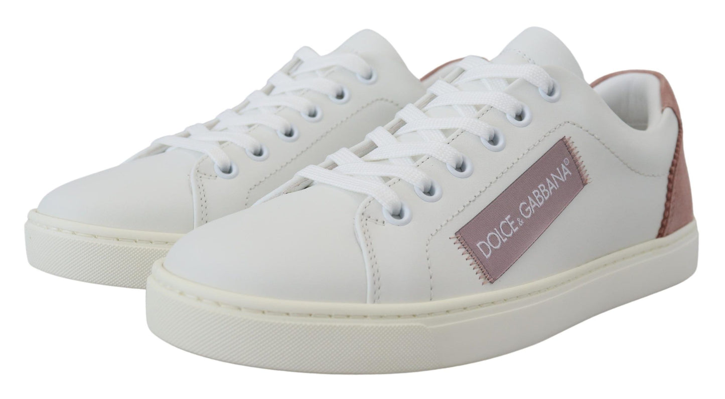 Dolce &amp; Gabbana Baskets basses en cuir rose blanc