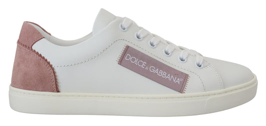 Dolce &amp; Gabbana Baskets basses en cuir rose blanc