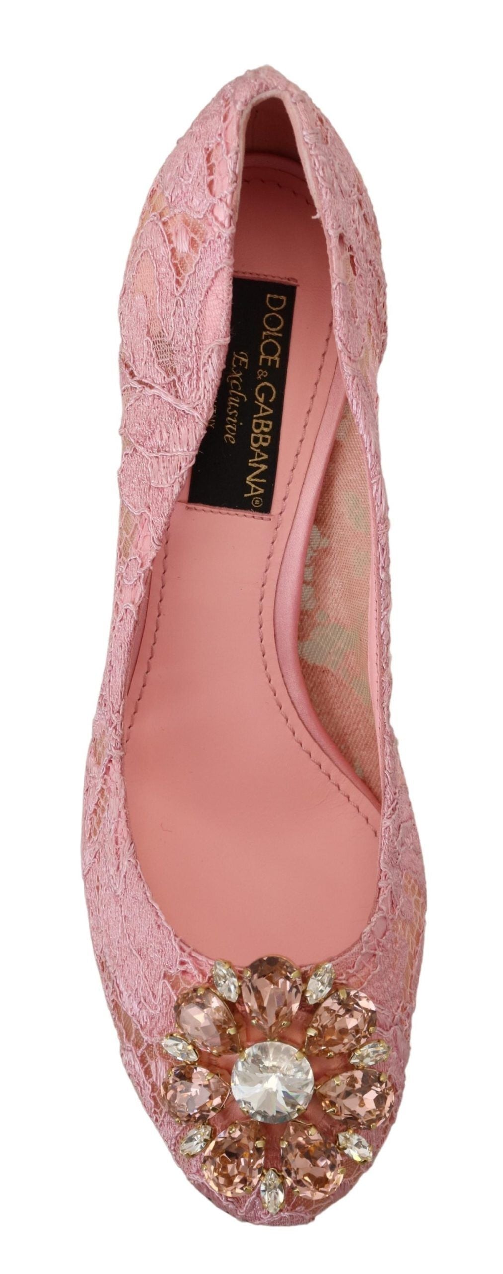 Dolce &amp; Gabbana Escarpins en cristal et dentelle Taormina roses Chaussures pastel