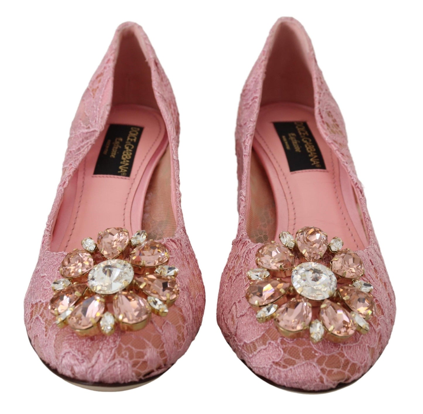 Dolce &amp; Gabbana Escarpins en cristal et dentelle Taormina roses Chaussures pastel