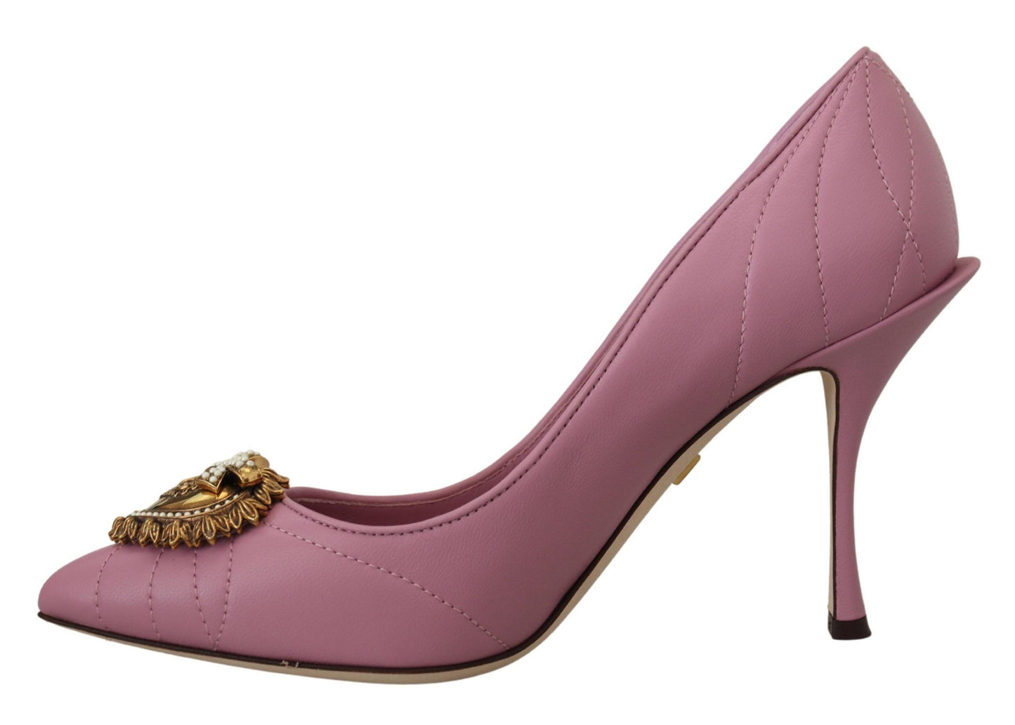 Dolce &amp; Gabbana Chaussures à talons DEVOTION en cuir rose avec cœur