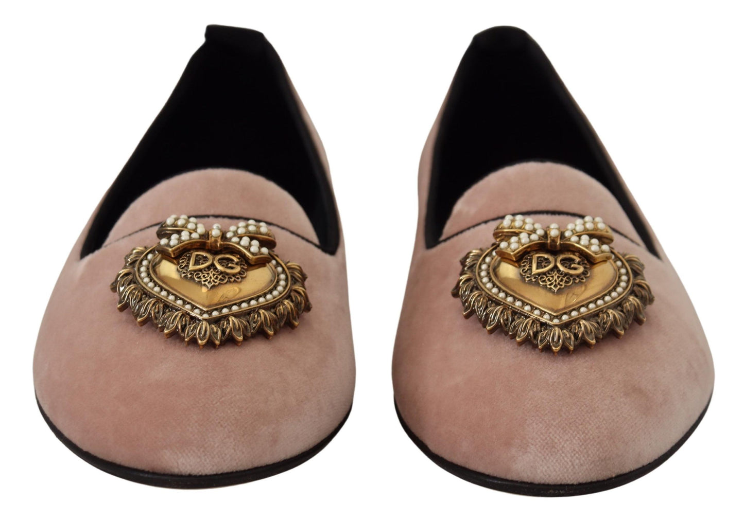 Dolce &amp; Gabbana Mocassins à enfiler en velours rose Chaussures plates