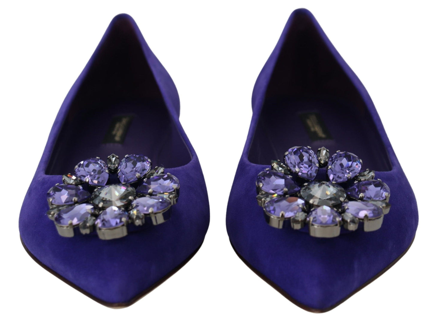 Dolce &amp; Gabbana Mocassins en daim violet avec cristaux et chaussures plates