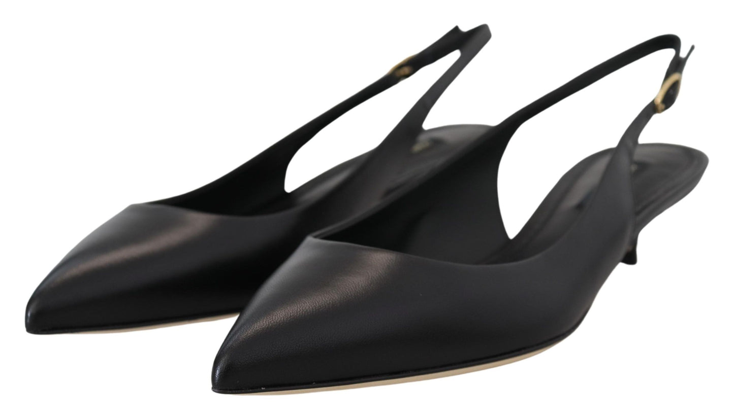 Dolce &amp; Gabbana schwarze Leder-Slingbacks mit Absatz und Pumps