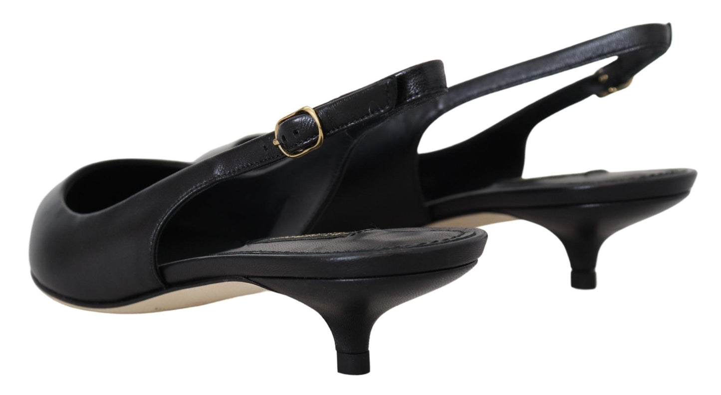 Dolce &amp; Gabbana schwarze Leder-Slingbacks mit Absatz und Pumps