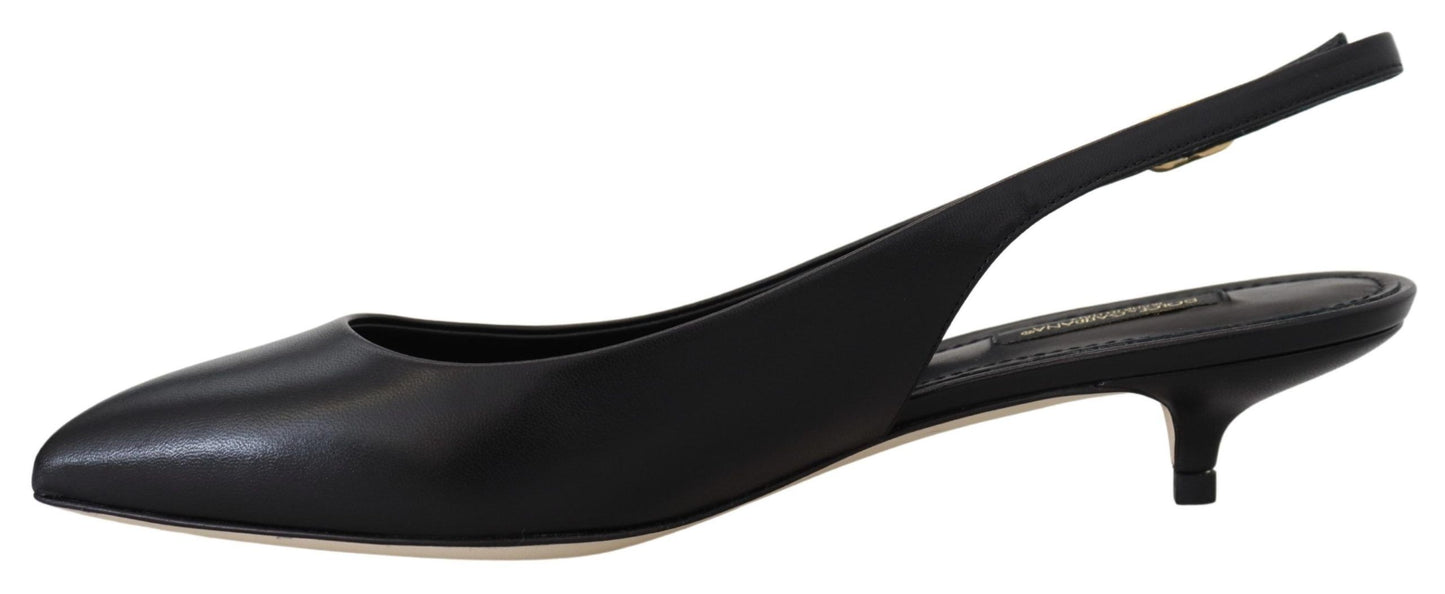 Dolce &amp; Gabbana schwarze Leder-Slingbacks mit Absatz und Pumps