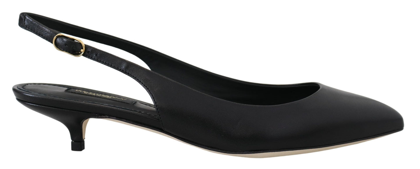 Dolce &amp; Gabbana schwarze Leder-Slingbacks mit Absatz und Pumps