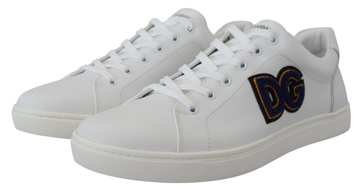 Dolce &amp; Gabbana Chaussures de baskets décontractées en cuir blanc avec logo DG