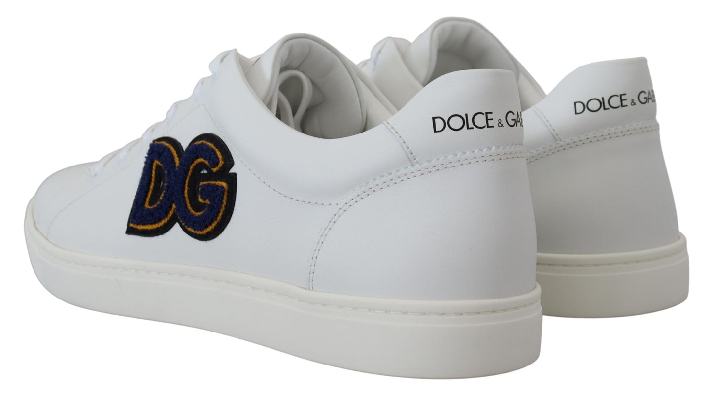 Dolce &amp; Gabbana Chaussures de baskets décontractées en cuir blanc avec logo DG