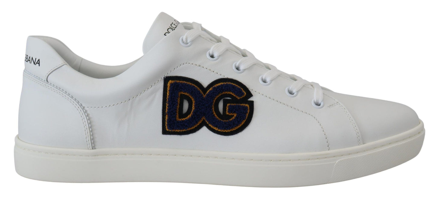 Dolce &amp; Gabbana Chaussures de baskets décontractées en cuir blanc avec logo DG