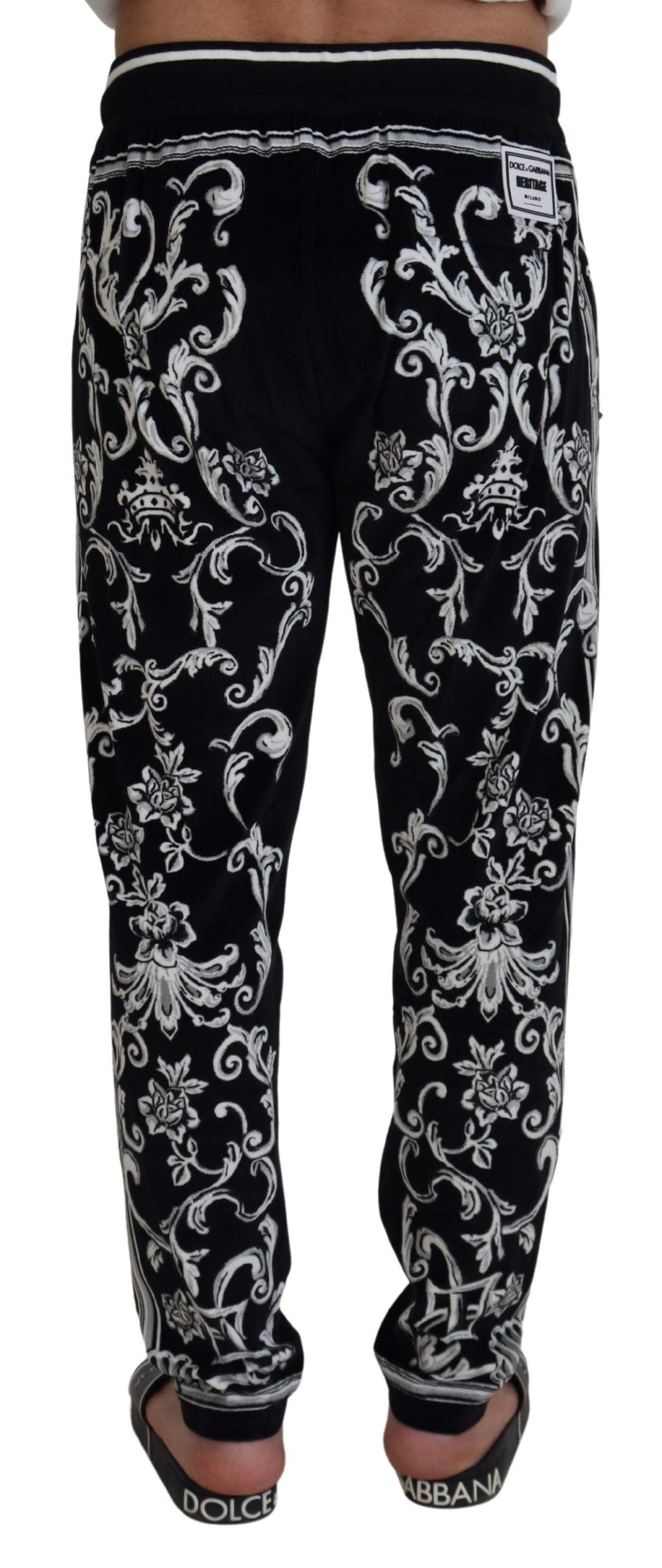 Dolce &amp; Gabbana Pantalon de jogging en coton noir Heritage