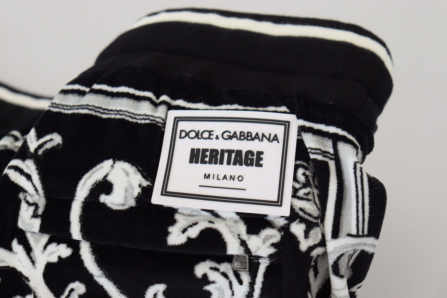 Dolce &amp; Gabbana Pantalon de jogging en coton noir Heritage