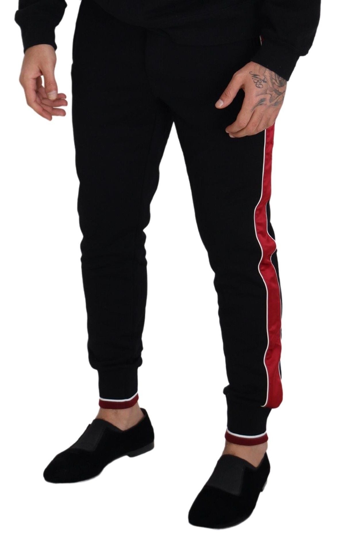 Dolce &amp; Gabbana Pantalon de jogging en coton noir avec logo