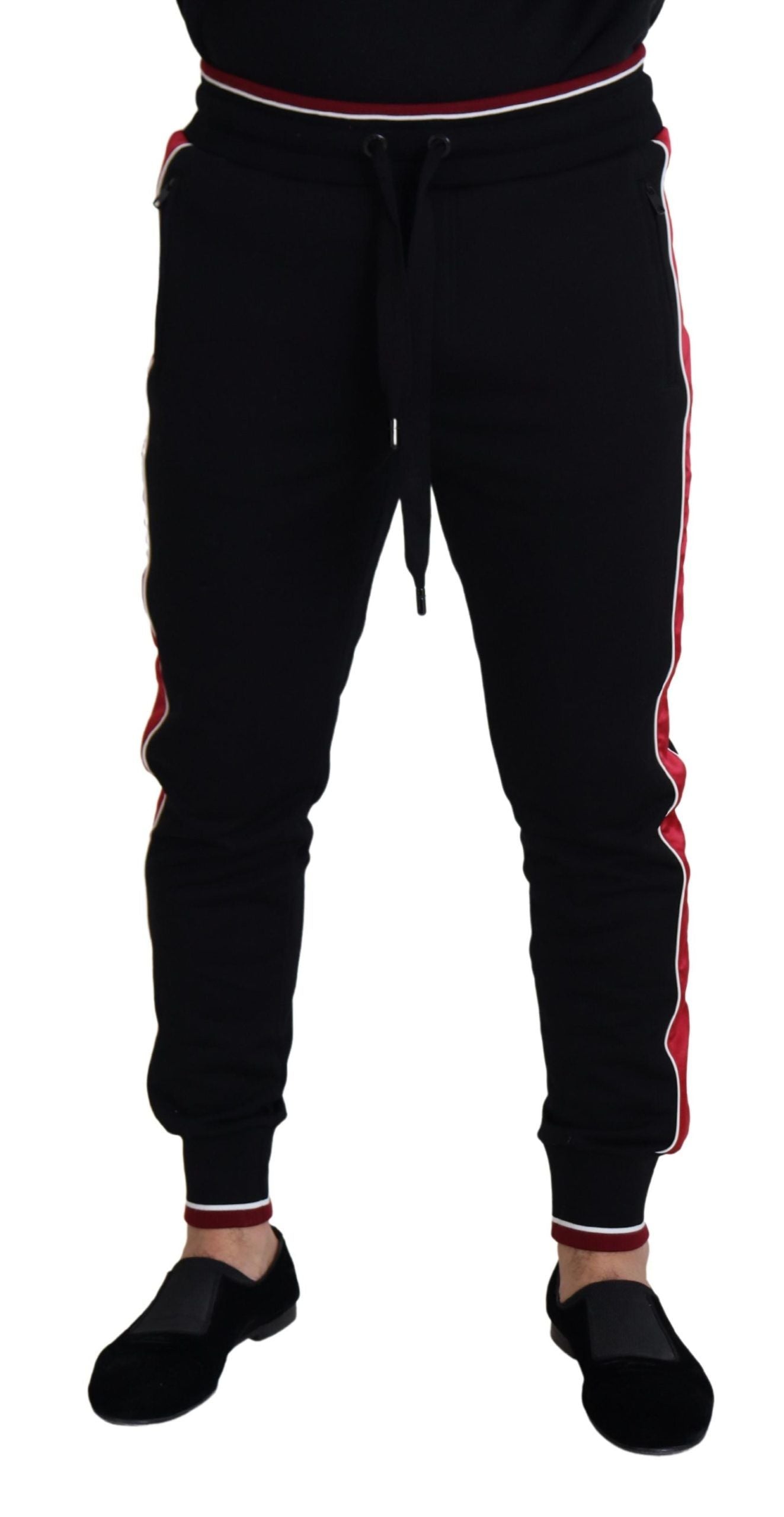 Dolce &amp; Gabbana Pantalon de jogging en coton noir avec logo