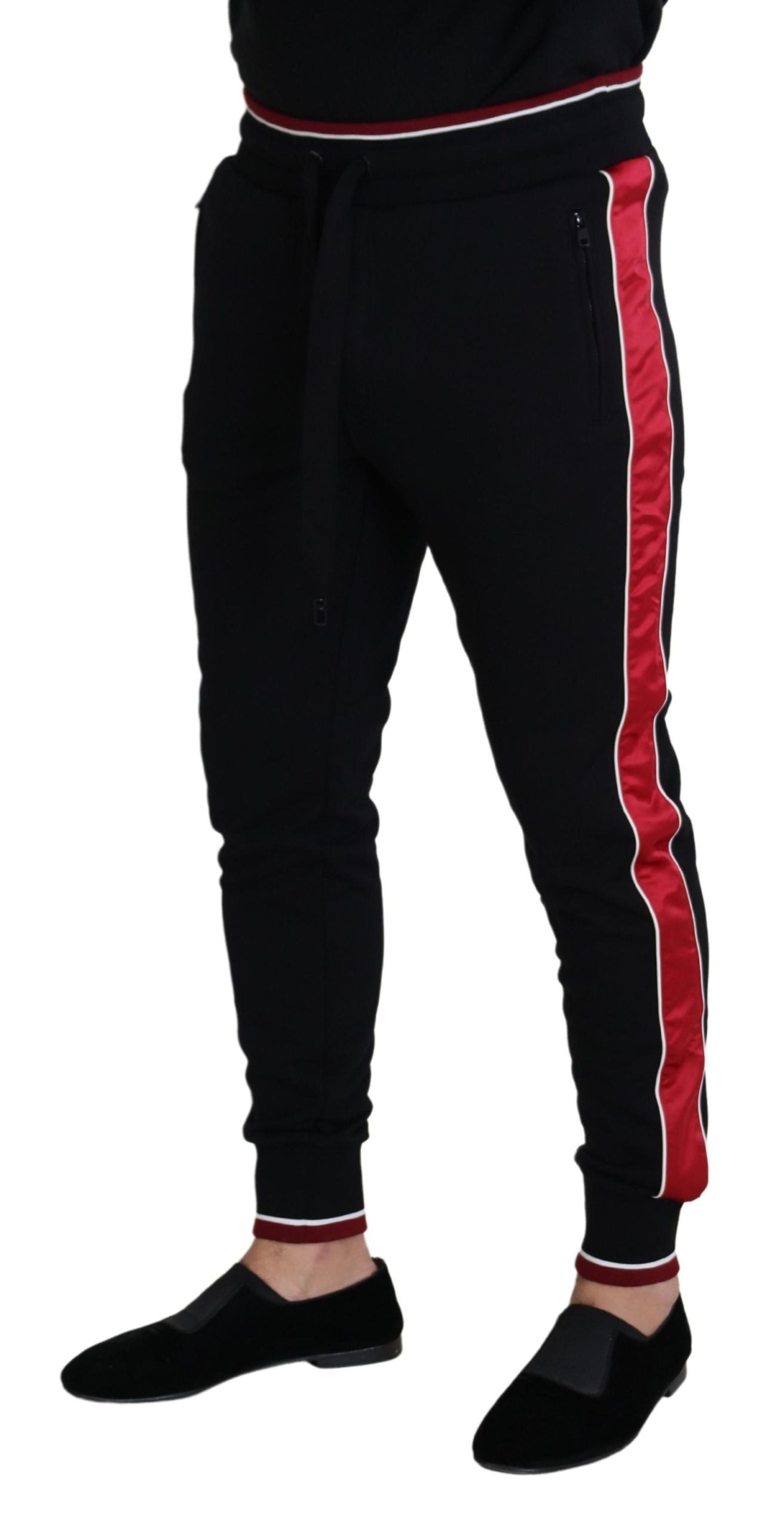 Dolce &amp; Gabbana Pantalon de jogging en coton noir avec logo