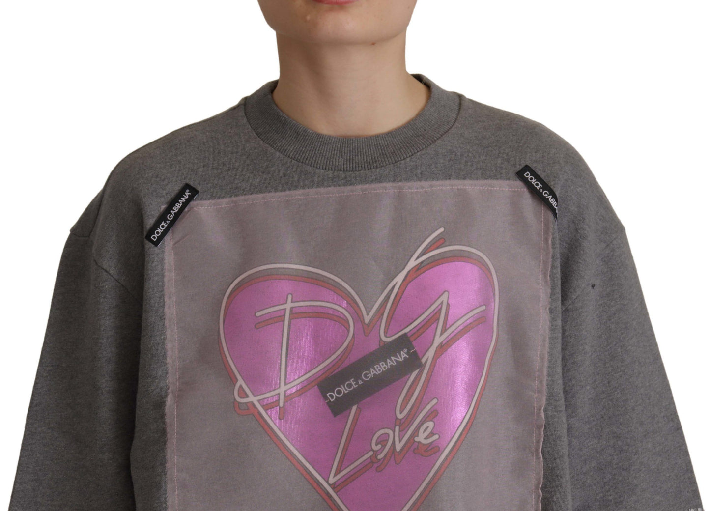 Dolce &amp; Gabbana Grey Heart Pink Limited Edition Top-T-Shirt