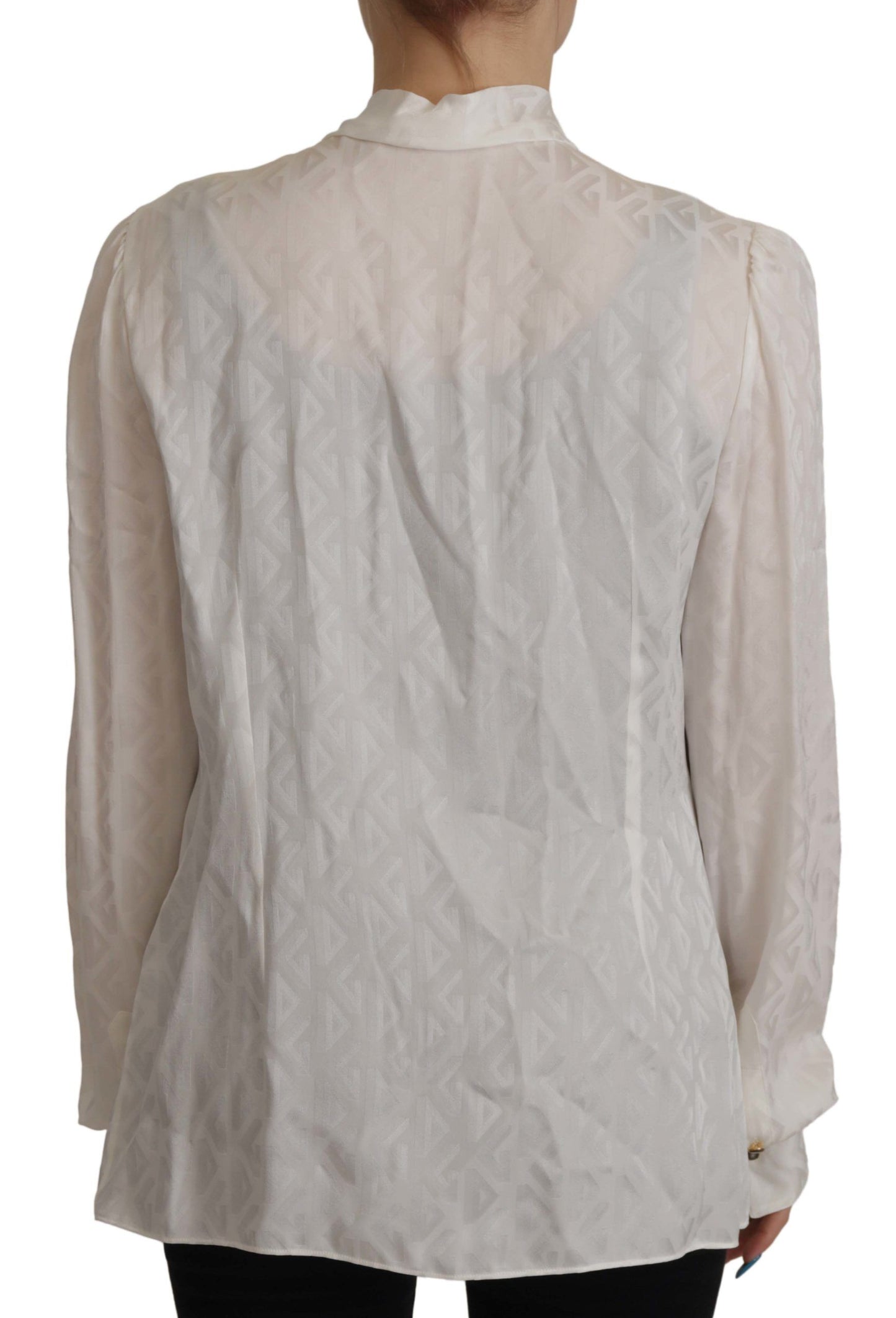 Dolce &amp; Gabbana Blouse blanche à manches longues et col Ascot