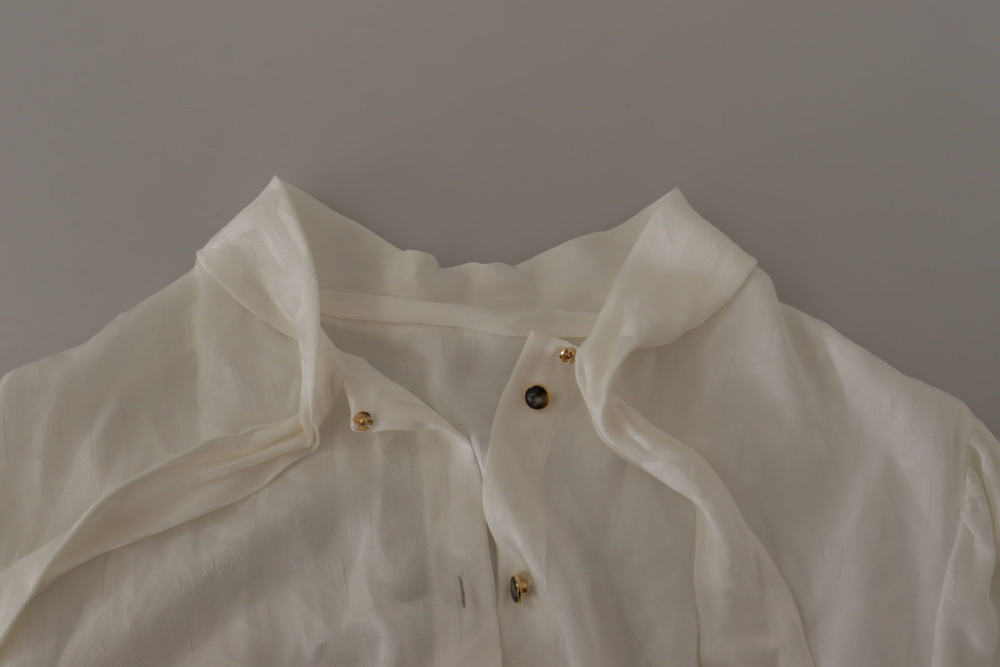 Dolce &amp; Gabbana Blouse blanche à manches longues et col Ascot