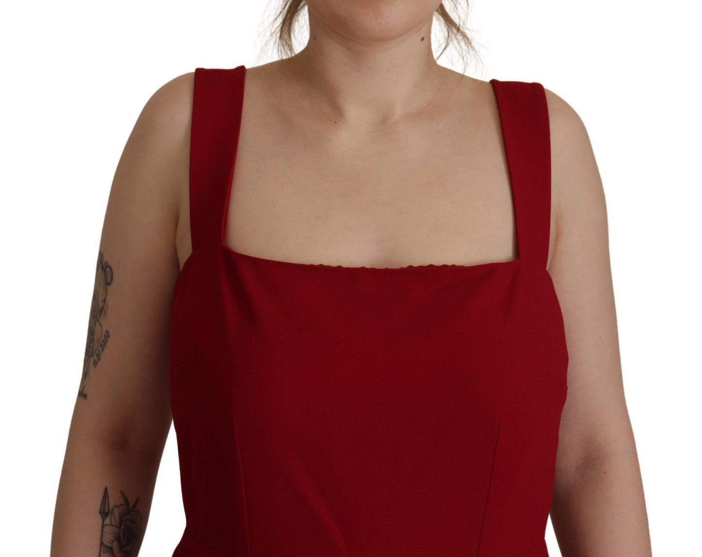 Dolce &amp; Gabbana Robe fourreau en viscose rouge sans manches