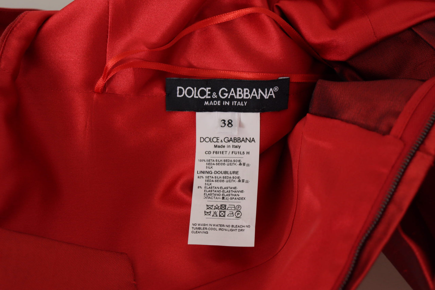 Dolce &amp; Gabbana Robe trapèze plissée en satin de soie rouge