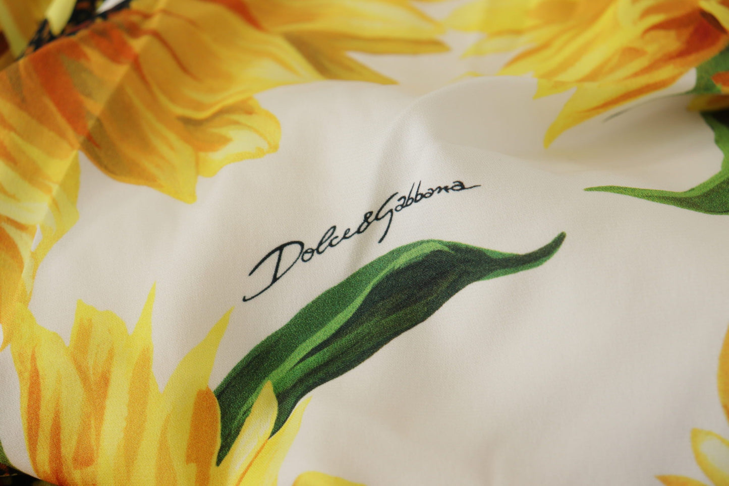 Dolce &amp; Gabbana Gaine midi en soie blanche à imprimé tournesol