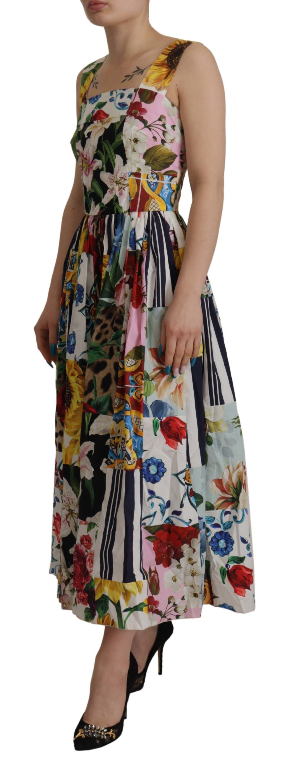 Dolce & Gabbana Elegant Floral A-Line Cotton Dress