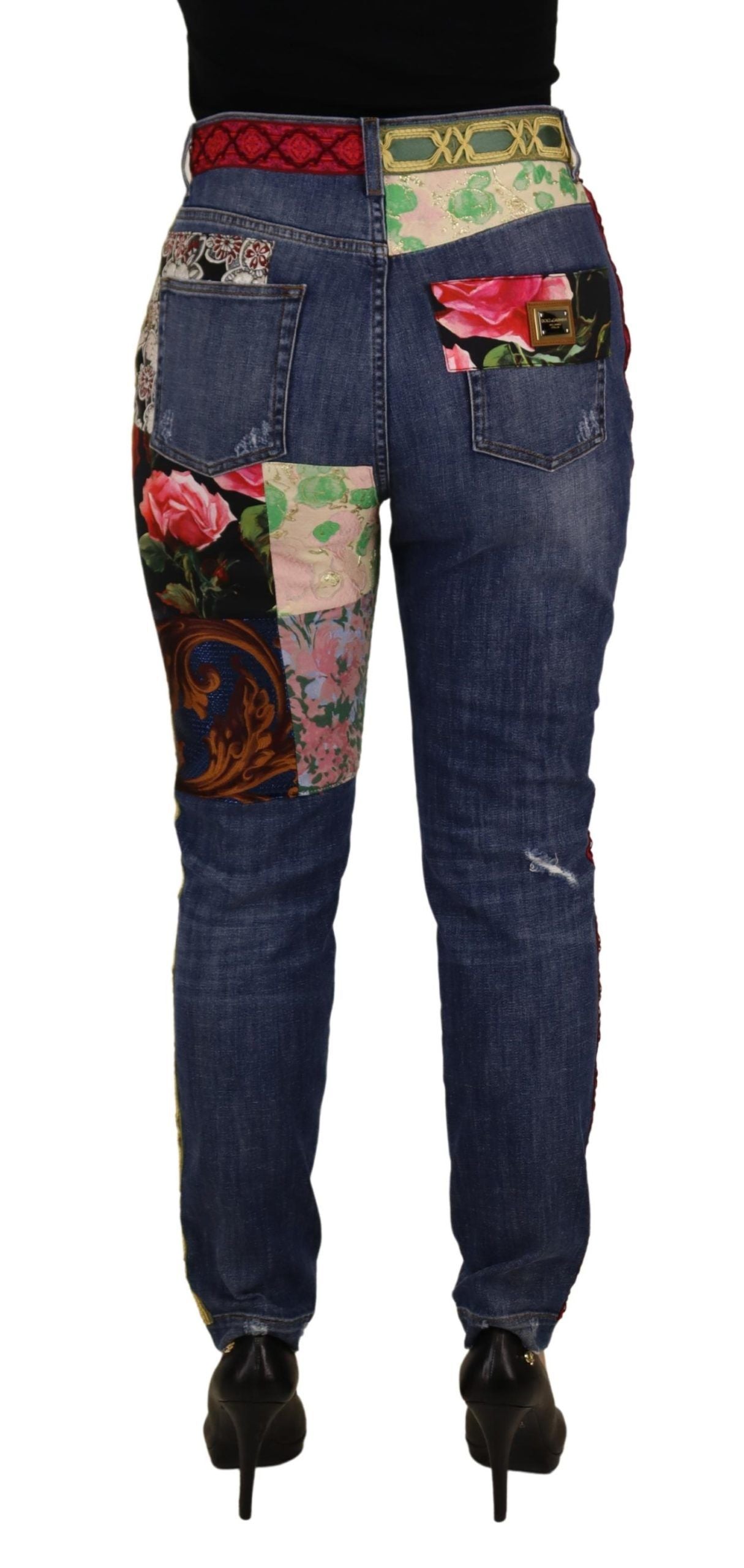 Dolce &amp; Gabbana Jean en denim taille haute patchwork bleu