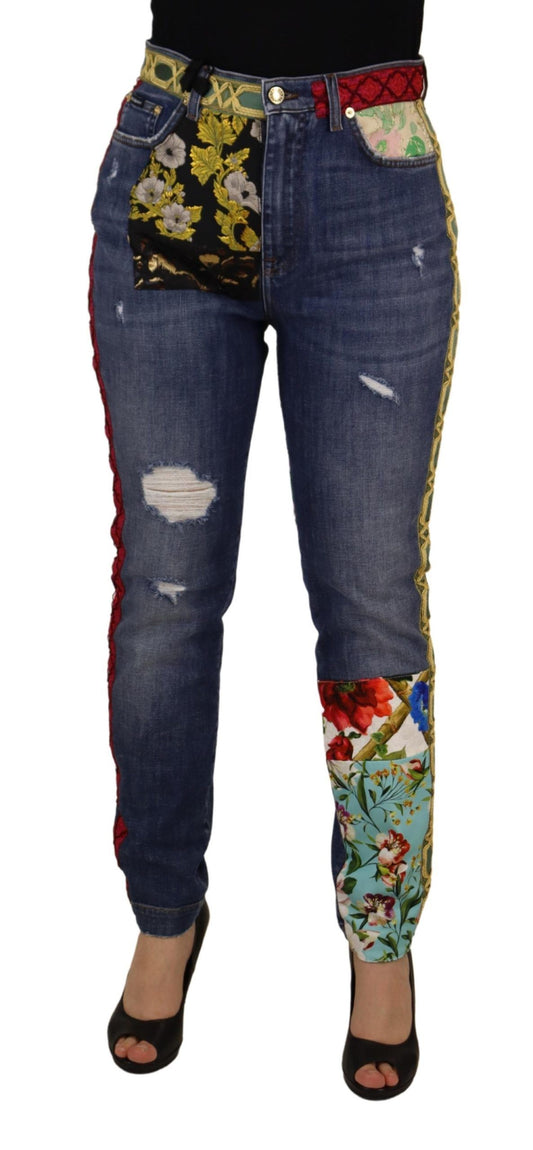 Dolce &amp; Gabbana Jean en denim taille haute patchwork bleu