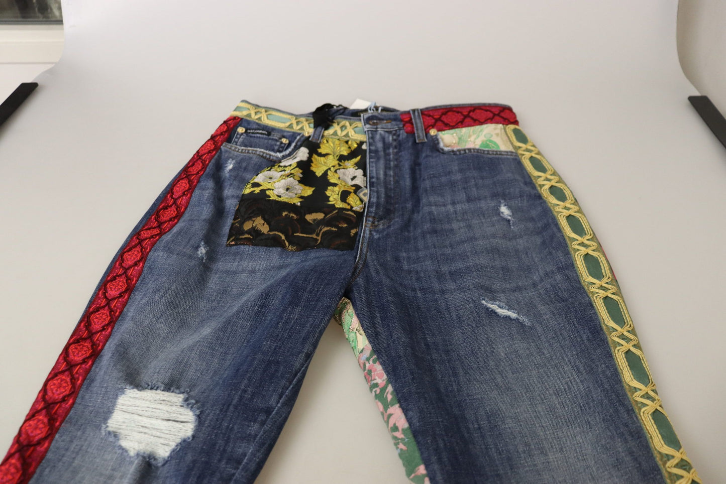 Dolce &amp; Gabbana Jean en denim taille haute patchwork bleu