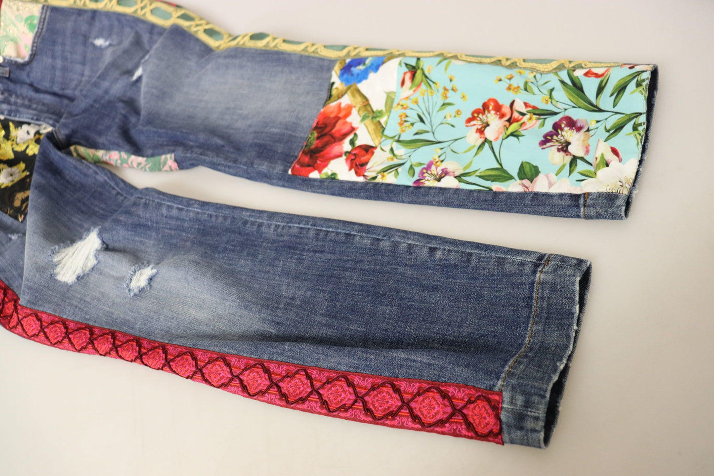 Dolce &amp; Gabbana Jean en denim taille haute patchwork bleu