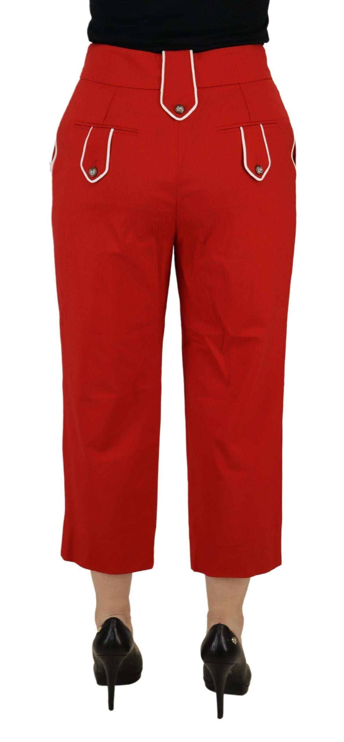 Dolce &amp; Gabbana Pantalon taille haute orné de boutons rouges