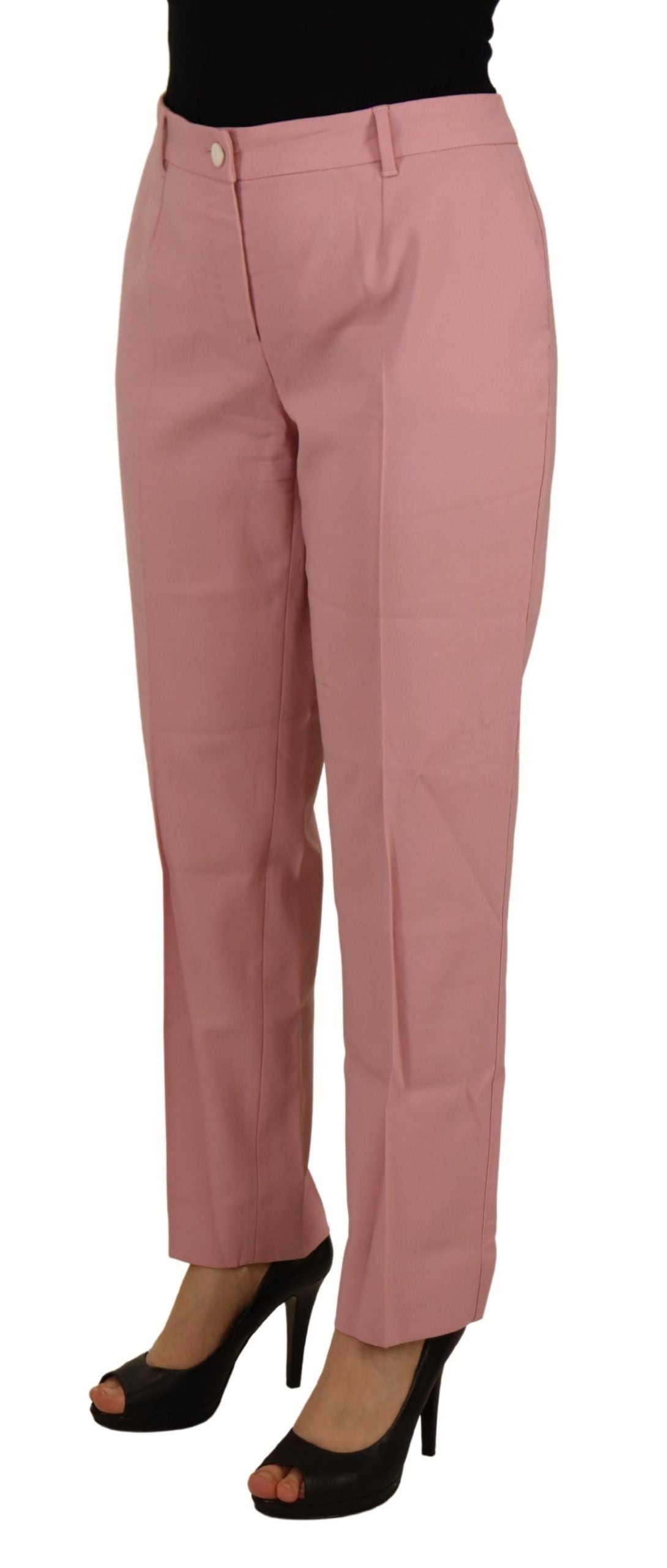 Pantalon droit taille moyenne rose Dolce &amp; Gabbana