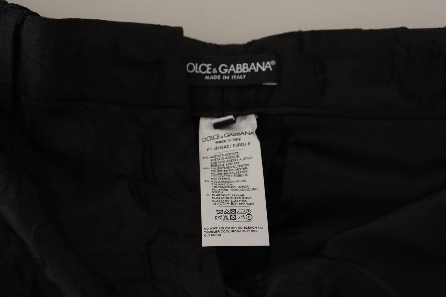 Dolce &amp; Gabbana Pantalon court taille haute en brocart noir