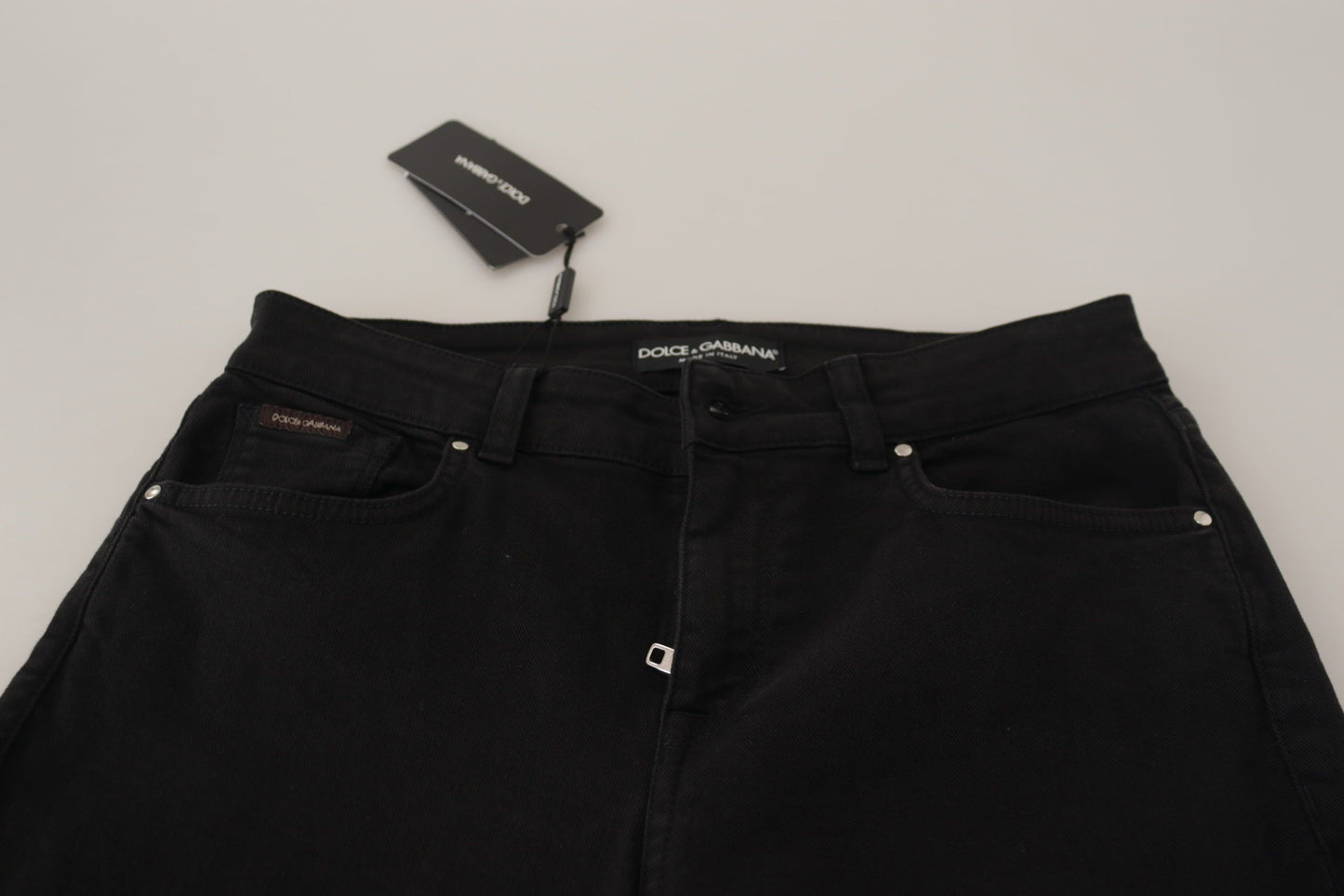 Dolce &amp; Gabbana – Schwarze, mittelhohe Skinny-Denim-Baumwolljeans