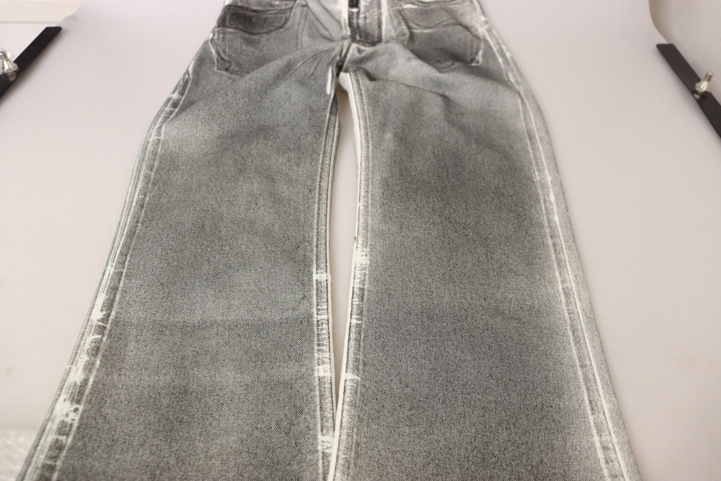 Dolce &amp; Gabbana Pantalon en denim taille haute délavé gris Jean en coton