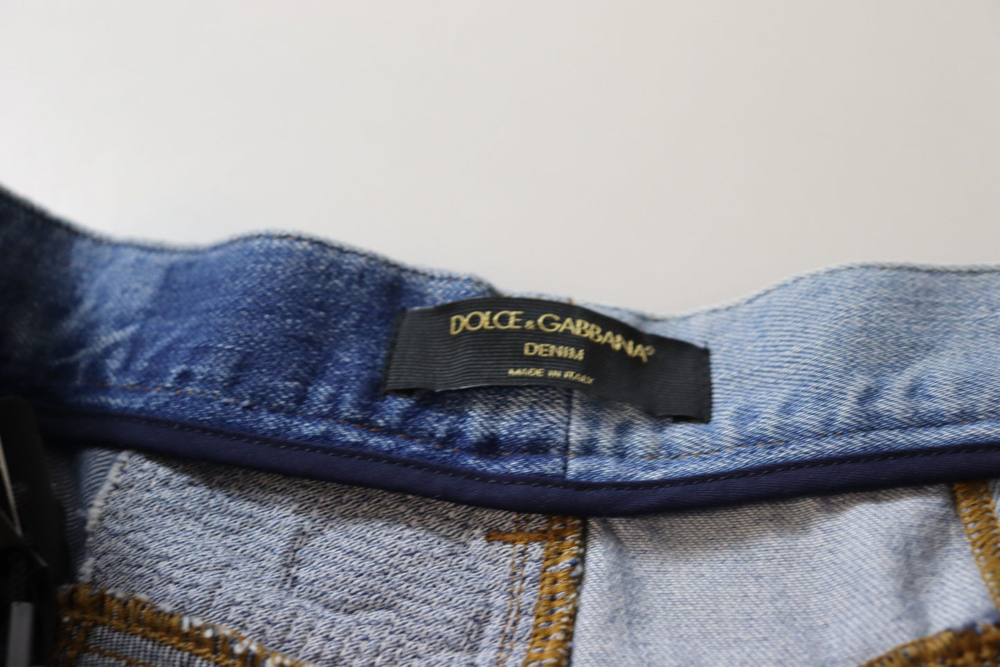 Dolce &amp; Gabbana Jean en denim taille haute patchwork multicolore