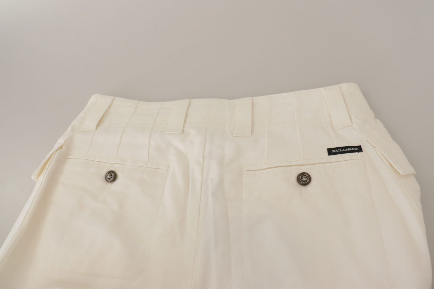 Dolce &amp; Gabbana Pantalon en coton blanc taille haute fuselé pour femme