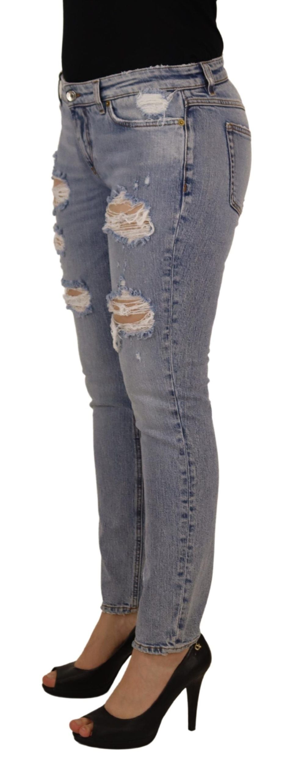 Dolce &amp; Gabbana Jean skinny taille basse en coton stretch bleu