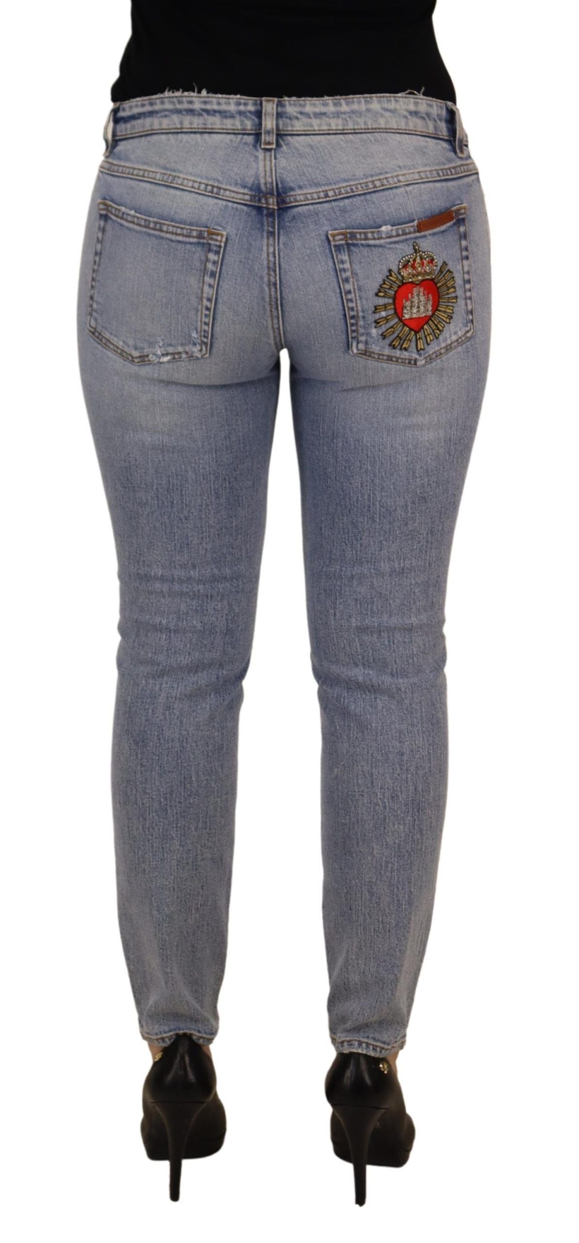 Blaue Dolce &amp; Gabbana-Jeans aus Stretch-Jeans mit schmaler Taille und niedriger Taille aus Baumwolle