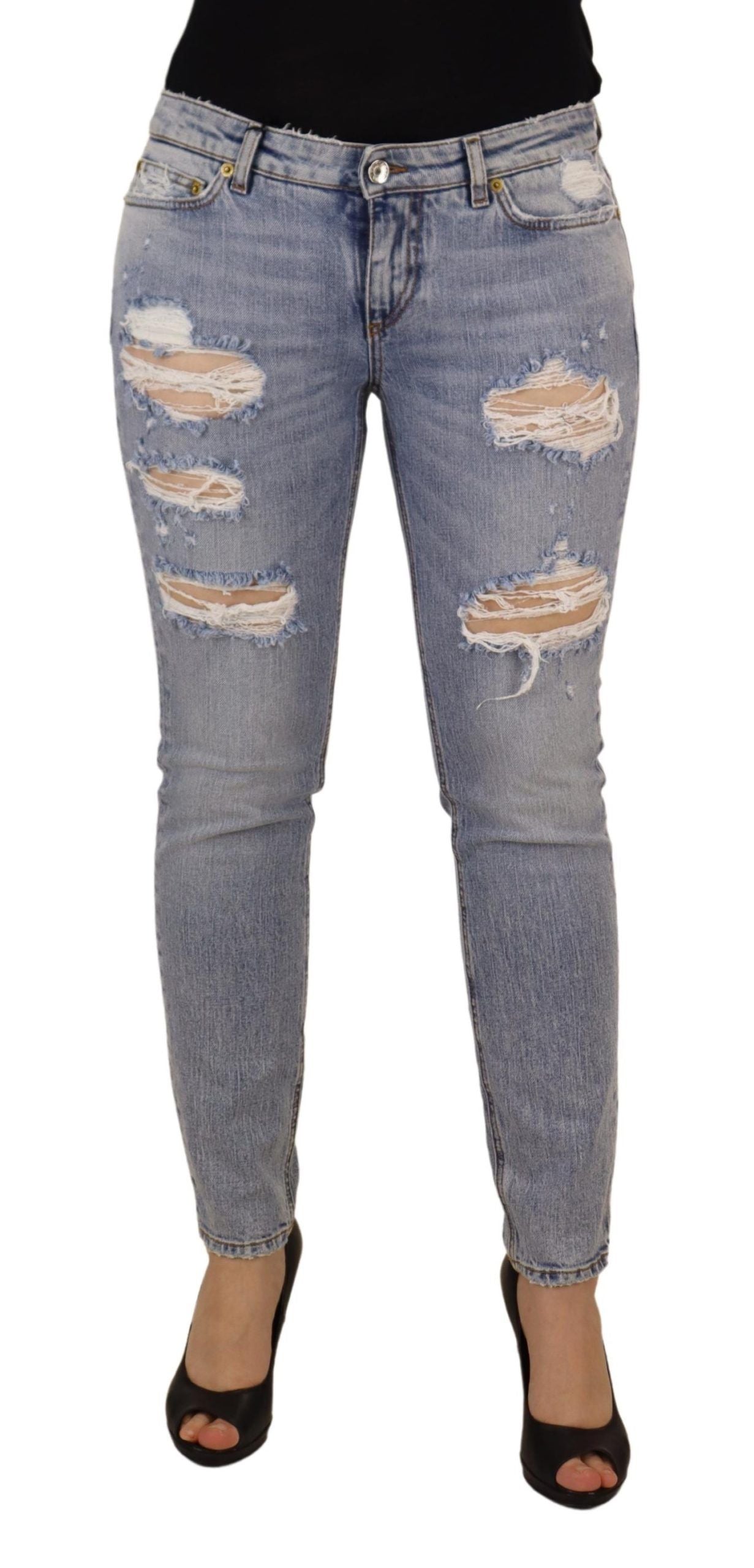 Dolce &amp; Gabbana Jean skinny taille basse en coton stretch bleu