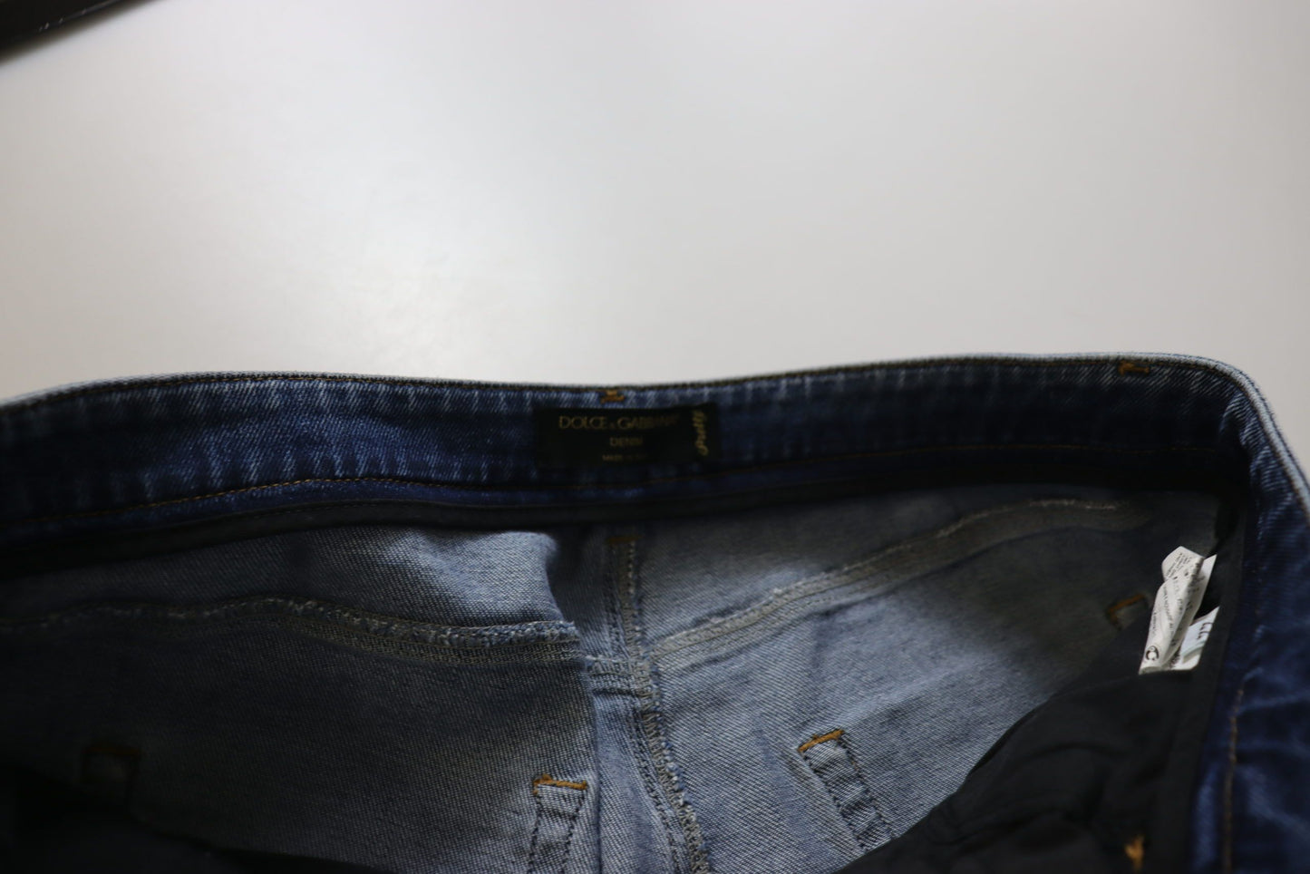 Dolce &amp; Gabbana Jean skinny taille basse en coton délavé bleu